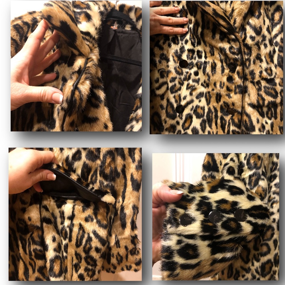 Free People Leopard Print Faux Fur Coat NWT Medium - Picture 6 of 6